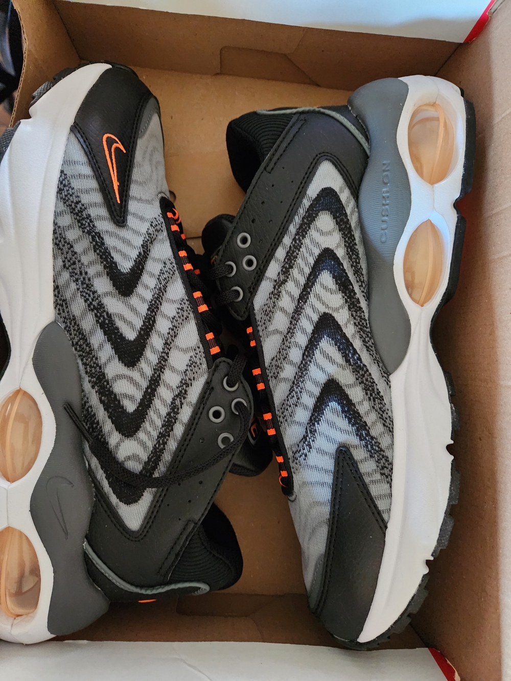 Nike Air Max TN-style Grey & Black Sneakers with Orange Accents